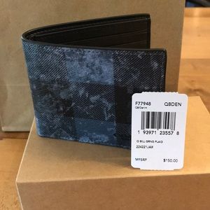 $150 Retail NWT! Coach Plaid Wallet Acid Blue